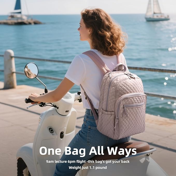 Backpack for Women,College Backpack,Quilted Casual Daypack,Waterproof Bookbag for 15.6Inch Laptop
