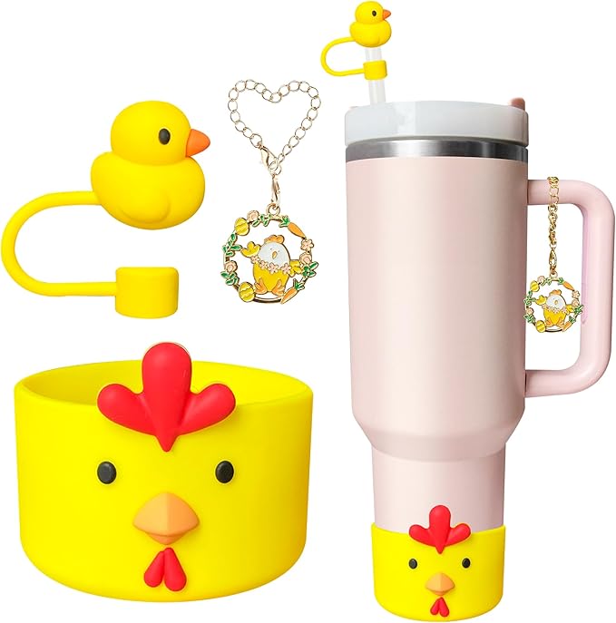 Silicone Cup Boot for Stanley 40oz Tumbler, Chicken Straw Cover Bow Bottom Protector Suitable Hydro Flask,Simple Moderm,Owala,Yeti, Stanley Cup Accessories