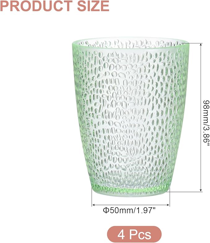 uxcell 10oz Acrylic Drinking Glasses, 4Pcs Plastic Reusable Tumblers Drinkware Unbreakable Water Glasses Cups Stackable & Dishwasher Safe for Home Outdoors Restaurant, Emerald