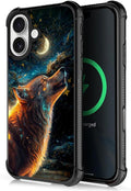 for iPhone 17 Case,for MagSafe Graphic Design for Girl Boy Soft Silicone Hard Acrylic Shock Protection Designed for iPhone 17 Star Cave Hungry Wolf Pattern