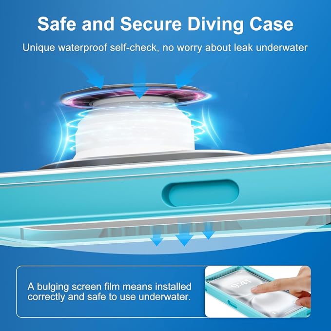 Beasyjoy Waterproof Phone Case, Underwater Phone Case for Snorkeling, Universal IPX8 Diving Pouch with Lanyard for iPhone Samsung Google Moto Series-[NOT Fit Snugly] [Touchscreen Operated Only]- Blue