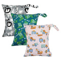 ALVABABY 3pcs Cloth Diaper Wet Dry Bags Waterproof Reusable with Two Zippered Pockets Travel Beach Pool Daycare Soiled Baby Items Yoga Gym Bag for Swimsuits or Wet Clothes 3L-ZM16A
