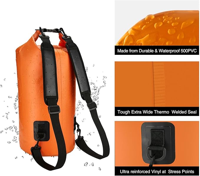 Piscifun Dry Bag, Waterproof Floating Backpack 10L/20L/30L/40L with Waterproof Phone Case for Boating, Kayaking, Fishing