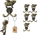 Cute Flying Pig Decorative Wall Double Hook for Hanging Coat Keys Hats Towel Small Vintage Zinc Alloy Multi-Purpose Hook for Farmhouse Bathroom Kitchen Kids Room (Bronze 6Pcs)