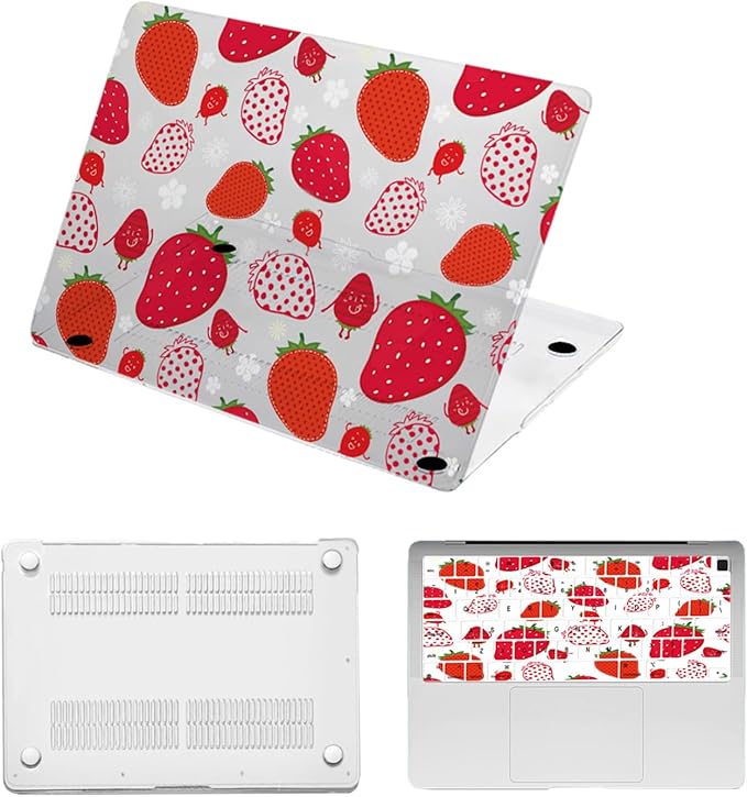 Case for New MacBook Pro 15 inch 2019 2018 2017 2016 Release (Model A1990 A1707),Anti-Fingerprint Hardshell Protective Case Cover & Keyboard Cover for Pro 15.3",Funny Strawberry
