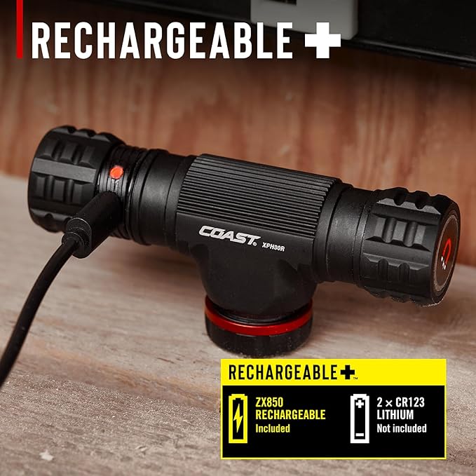Coast XPH30R 1500 Lumen USB-C Rechargeable Dual Power Headlamp with Twist Focus Beam and Magnetic Base, 4.37 oz. - Ocean Blue