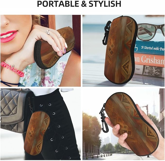 Watercolor Orca Whale Glasses Case Neoprene Portable Zipper Eyeglass Bag With Hook