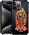 for iPhone 16 Pro Case, Red Virgen Guadalupe Pattern Graphic Design Girl Boy Soft Silicone Hard Acrylic Shock Protection for iPhone 16 Pro
