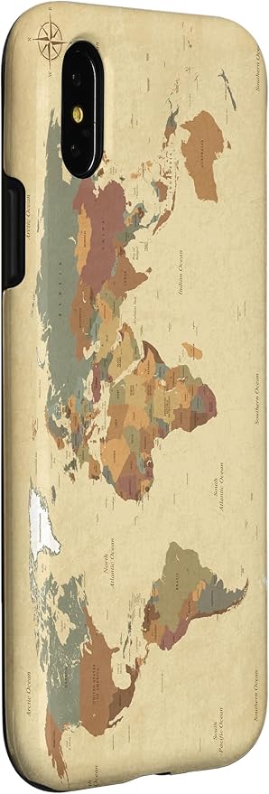 Globe Map Smartphone Cell Cover Gift World Map Pattern Phone Case for iPhone X/XS
