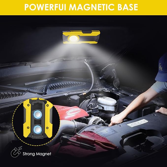 Rechargeable LED Work Light, OTYTY 40W 2000LM Magnetic Work Light Battery Powered Portable Flood Light with Gooseneck Flashlight for Car Repairing, Camping, Inspection