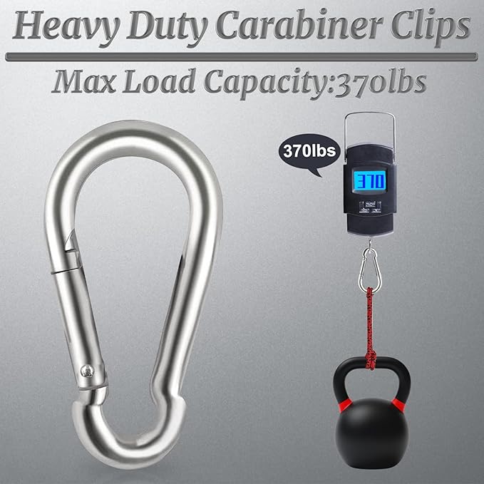 Locking Carabiner Clips, Stainless Steel Spring Snap Hook Locking Carabiner Heavy Duty - 304 Premium Stainless Steel Thumb Screw Carabiner Clip