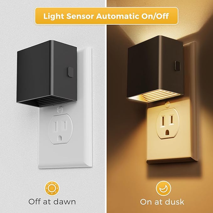 L LOHAS LED Night Light,Night Lights Plug into Wall,[2-Pack] Dusk to Dawn Sensor,Brightness Adjustable,3000K Soft White,Plug in Nightlight for Adults Bathroom Hallway Kitchen
