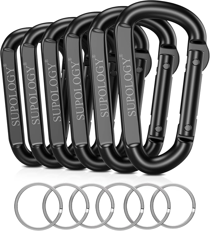 Carabiner Clips, 900 LBS 2.5" Iron Heavy Duty Caribeaners for Hammocks, Camping Accessories, Hiking and Gym, D Shaped Spring Hook Small Carabiners for Dog Leash, Key Ring