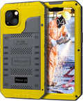 Mitywah Waterproof Case for iPhone 13, Heavy Duty Military Grade Drop Protection Phone Case with Built-in Screen Protector, 360° Full Body Protection Metal Armor Dropproof Case 6.1 inch, Yellow