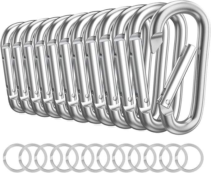 Carabiner Keychain Clip -3" Aluminum Carabiner D Ring, Caribeener Clips, Spring Snap Hook for Keychain Clip