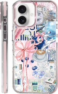 Case for iPhone 16 Plus,[Compatible with MagSafe],Pink Bow Girly Coquette Collage Phone Case Design，for Women Girls Magnetic Clear Cover - Slim, Sleek, & Shockproof Protection