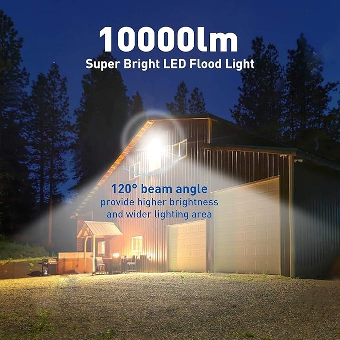 2Pack LED Flood Light Outdoor,250W LED Work Light 26500lmwith 6FT US Plug,IP66 Waterproof Exterior Security Lights,6000K Daylight White Outside Floodlights Slim Design for Playground Yard