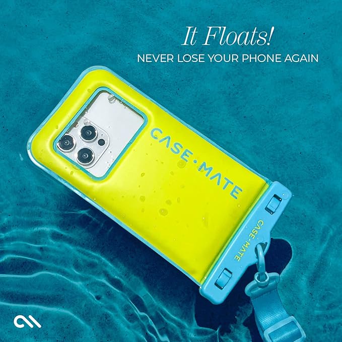 Case-Mate IP68 Waterproof Phone Pouch - Floating Waterproof Phone Case with Crossbody Lanyard - Beach Cruise Ship Travel Essentials - Compatible with All Devices - Touchscreen Friendly - Citrus Splash