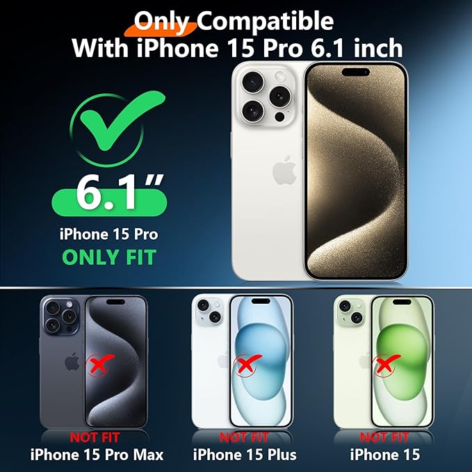 2025 New for iPhone 15 Pro Case Waterproof, [Compatible with MagSafe][Built-in Camera & Screen Protector][Full Body Shockproof][IP68 Waterproof][Dustproof] Phone Case for iPhone 15 Pro 6.1"
