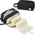 Sooez Pencil Case, Large Pencil Pouch Pencil Bag with Pull-Out Organizer for Quick Access, Cute Pencil Case with Sturdy Zipper, Aesthetic School Supplies for Girls Boy Women, Black