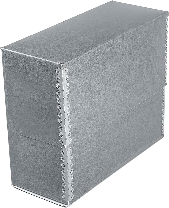 Lineco Archival Document Storage Box with Metal Edge, Acid-Free Gray Boxboard, Organize and Store Files, Prints, Photos, Legal-Sized Case 15.5" x 10.5" x 5" Wide