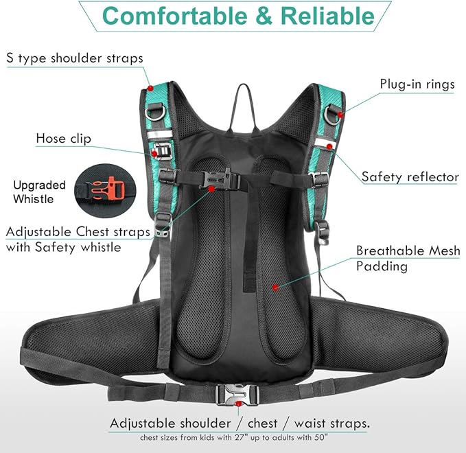 Mothybot Insulated Hydration Backpack Pack with 3L BPA Free Leak Proof Water Bladder, Large Storage Lightweight Hiking Daypack with Waist Pouches & Cooler Layer, for Running, Biking, Camping, Festival