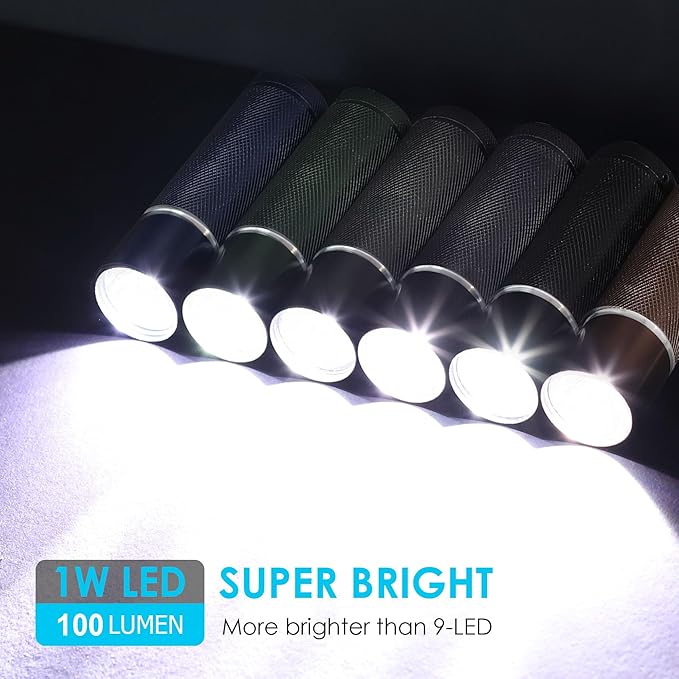 FASTPRO 12-Pack Flashlights Set, Aluminum LED Flashlights with AAA Batteries Included & Pre-Installed, Super Bright 100 Lumen Flashlight for Party Favors, Holiday Gifts, Camping, Hurricane Supplies