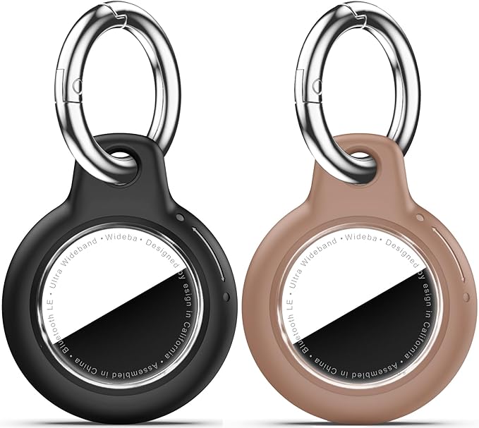 for Apple AirTag 2nd & 1st Gen, Waterproof Case for AirTag Holder Keychain,GPS Tracker Cover for Dog,Car Key,Luggage-G3-Black+Light Brown