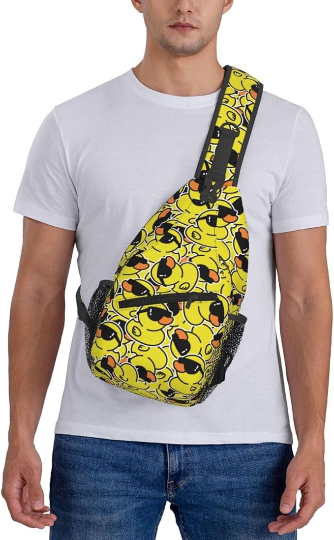 Cartoon Duck Sling Bag For Women Men Cute Yellow Duck Backpack Crossbody Shoulder Bag Sling Backpack Chest Bag Travel Hiking Casual Sport Daypack