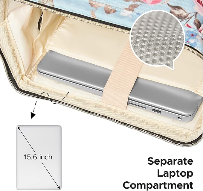 Kaome Lunch Backpack 15.6 Inch Laptop Backpack for Women with USB Port Nurse Gift Teacher Work Backpack Cooler Insulated Lunch Bag Waterproof Daypacks for Work Picnic Travel Anti-theft