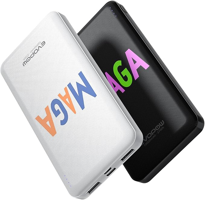 2-Pack 10000mAh Portable Charger Power Bank, Ultra Slim Battery Pack, 15W USB-C Fast Charging, Power Bank for iPhone 15/14/13/12, Galaxy S24/23/22/21, Pixel Heated Vest and etc (Word Model)