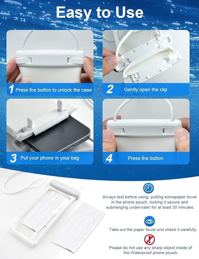 wellhouse 3D Waterproof Phone Pouch with Lanyard,Premium TPU100FT Deep Waterproof Phone Case for iPhone 17 16 15 14 13 12 Pro Max XS Samsung,Snorkeling, Surfing, Kayaking,Skiing,Hot Springs