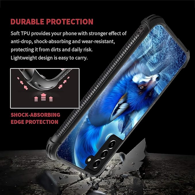for Samsung Galaxy S22 Plus Case, Snowy Mountain Fox Lake Pattern Graphic Design Girl Boy Soft Silicone Hard Acrylic Shock Protection for Samsung Galaxy S22 Plus