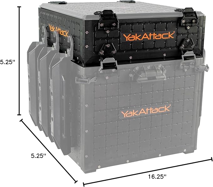 YakAttack ShortStak Upgrade Kit for BlackPak Pro | 16" x 16" – Black | Kayak Crate Expansion Layer with GridLoc Panels & Hardware | Stackable Add-On | Made in USA