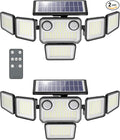 Solar Lights Outdoor, 6000LM 310 LEDs Dual Motion Sensor Solar Flood Lights 6 Heads Security Wall Lights, IP65 Waterproof, Remote Control for Garden, Outside, Backyard, 2 Pack