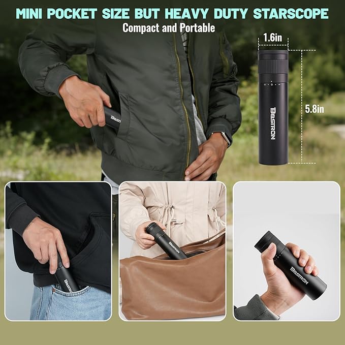 10x32 HD Monocular Telescope for Adults High Powered, Metal Cover Waterproof Fogproof Prism FMC Coated Optic Mini Monocular Poctable Handheld Telescope with Phone Adapter for Concert,Matches,Hiking