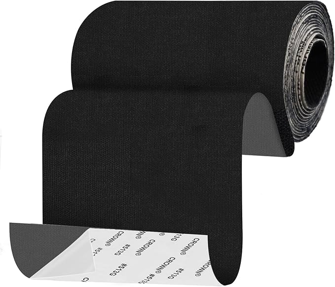 Canvas Patch 4 "x 60 ", Self-Adhesive Waterproof Canvas Patch Set for Repairing Tents, Couch, Boat Covers, Camping Chairs, Awnings, Car Seats.(Black)