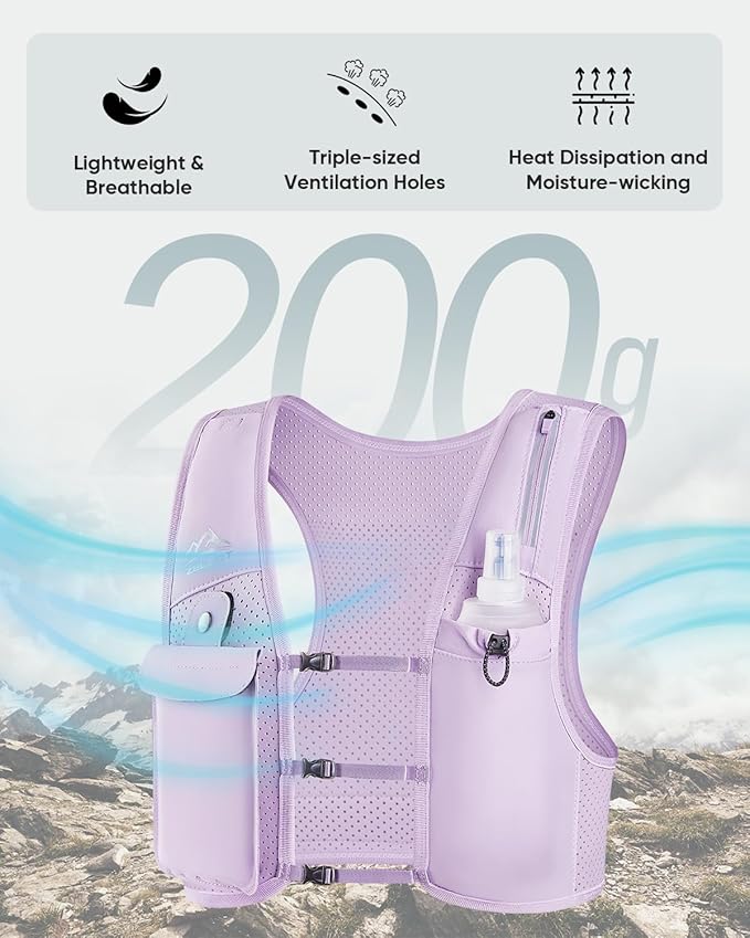 Zelvot Running Vest for Women Men, USA Original Patent, Adjustable Chest Straps Running Hydration Vest with 500ml Soft Flask, Lightweight Reflective Hydration Backpack for Marathon