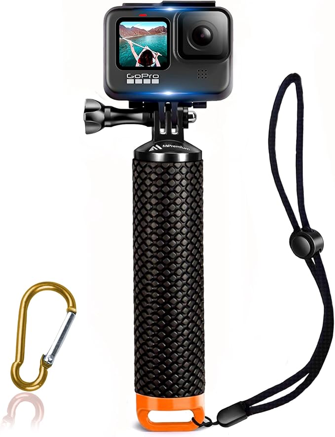 Floating Hand Grip Waterproof Monopod for GoPro Hero 13 12 11 10 9 8 7 6 5 4 3+ Session Black Silver Action Camera Handler & Handle Mount Accessories for Underwater Snorkeling & Water Sports (Orange)