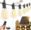 Brightown 37FT Solar String Lights Outdoor Waterproof with Remote, 10+1 LED Shatterproof Bulbs, Dimmable & Timable, 3 Light Modes - Commercial Grade Patio Lights for Garden Backyard Party Decor