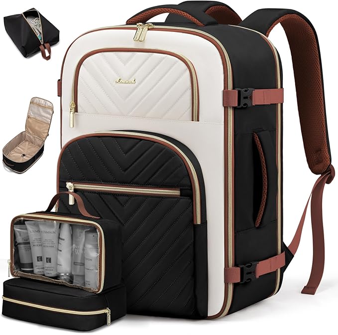 LOVEVOOK Travel Backpack Carry on Flight Approved 50L,Waterproof TSA Travel Essentials Personal Item Backpack for Women Men,Large Carry on Luggage Suitcase Travel Bag for Airplane with 3 Packing Cubes