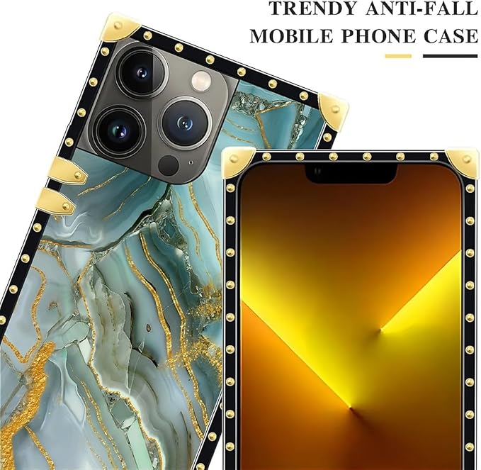 Compatible with iPhone 13 Pro Max Case, Golden Texture Marble Veining Luxury Golden Decoration for Girl Women Soft TPU Shockproof Protective Hard PC Back for iPhone 13 Pro Max