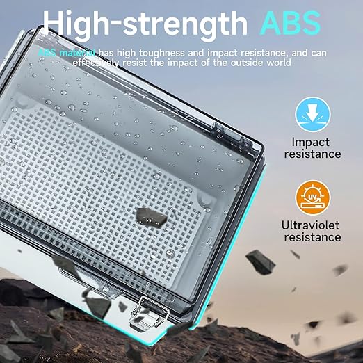 Waterproof Electrical Junction Box，IP67 Waterproof Clear ABS Plastic Enclosure Boxes for Outdoor Network Enclosure with Hinged Cover, Mounting Plate, Wall Brackets, Cable Glands (11.4"x7.5"x5.5")