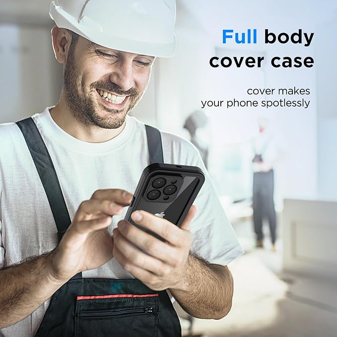 Lanenas for iPhone 14 Pro Case, 14 Pro Waterproof Case with Built-in Screen Protector, Full Body Heavy Duty Phone Case Dustproof Shockproof Case Cover for iPhone 14 Pro 6.1inch Black