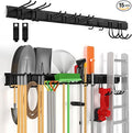 64" Ailadl Wall Mount Tool Storage Rack, 15 PCS Heavy Duty Steel Yard Garden Tool Organizer, Garage Tool Organizer Wall Mounted Storage System Hold Up to 550lbs, with 2 Extension Cord