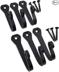Heavy Duty Cast Iron Wall Hooks – Multi-Purpose hangers for Cast Iron Pots & Pans, Mugs, Towels, Coats, Hats, fireplace, Entryway & More – Rustic Farmhouse Craftsman Décor – Matte Black (6 Pack)