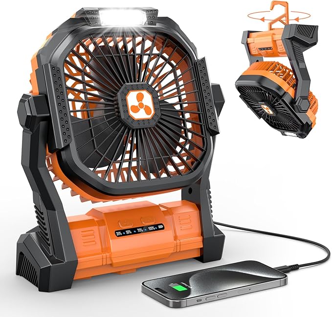 Portable Fan Rechargeable, Cordless Battery Powered Fan with LED Lantern, Small Table Fan, USB Battery Operated Fans for Travel Bedroom Home Camping Tent Office Beach Desk Picnic Barbecue Fishing