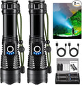 LNRYY Flashlights High Lumens Rechargeable, 2Pack Rechargeable Flashlights, Super Bright Flashlight, 5Mode Tactical Flashlights High Lumens, LED Flashlight High Powered, Waterproof Flash Light LED