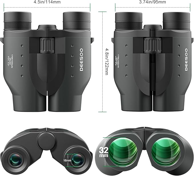 25x32 Compact Binoculars for Bird Watching - High Powered Lightweight Binocular for Adults Kids - 4.9ft Close Focus with Carrying Case for Backyard, Cruise Ship & Concerts