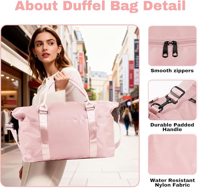Weekender Duffel Bags for Women， Travel Totes Bag for Airplane Essentials, Overnight Bags for Women with Trolley Sleeve, Large Carry On Hospital Bag for Labor and Delivery, Sport, Gym